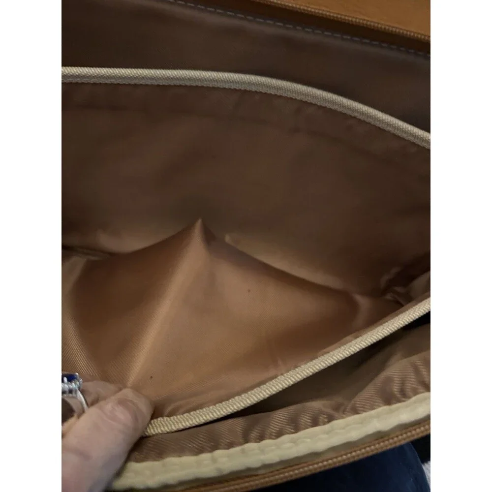 KENNETH COLE New York Tan Leather Messenger Laptop Travel Shoulder Bag Brief Vtg